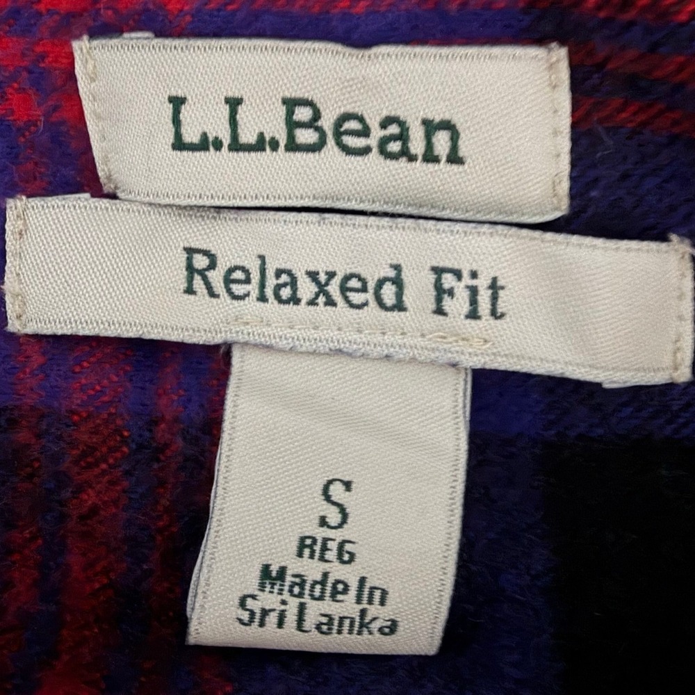 LL Bean Relaxed Fit Flannel Shirt Women's S Purple Red Black Plaid Button Down - Picture 3 of 4